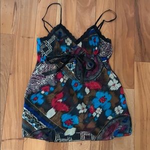 Multi-colored spaghetti strap blouse